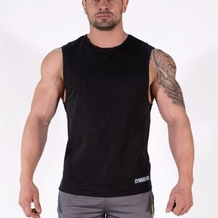 Gymwolves Men's Sleeveless T-Shirt | Men's Sports T-Shirt | Workout Tank Top | Noir