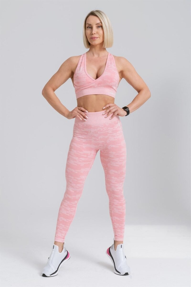 Gymwolves Women Seamles Sport Leggings Powder Pink  Camouflage Pattern  Action Series