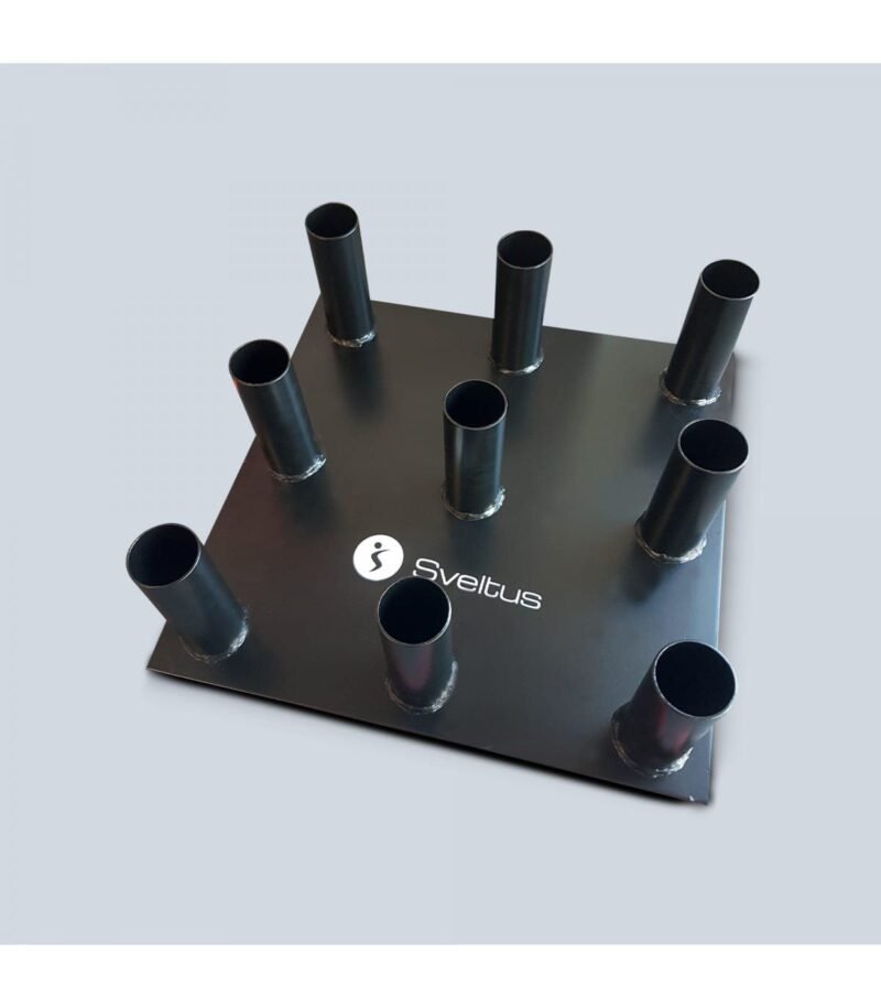 Support De Rangement Pour Barres Olympiques – Acier Noir, 50x50x15.5 Cm, Capacité 9 Barres Ø50 Mm