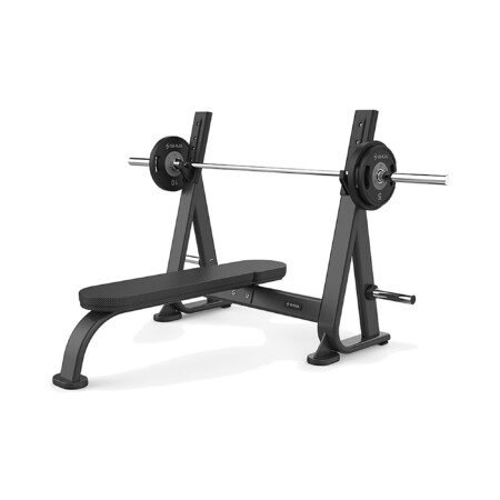 Banc de developpe couche olympique SHUA SH-G8871 avec barre et disques, vue trois quarts - LIFEFIT Abidjan